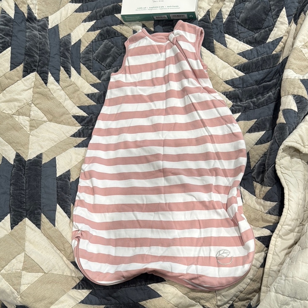 Striped Blush Pink and White Ecolono by Woolino Sleep Sack